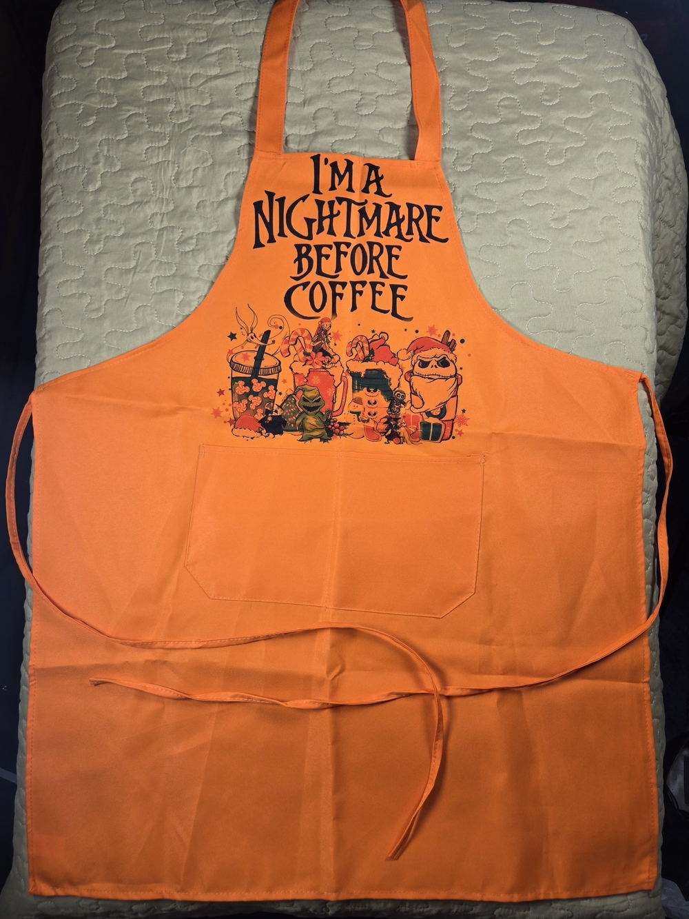 "I'm a Nightmare Before Coffee" Orange Kitchen Apron